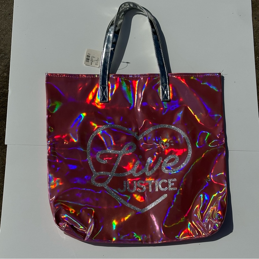 Justice Pink Holographic Tote Bag